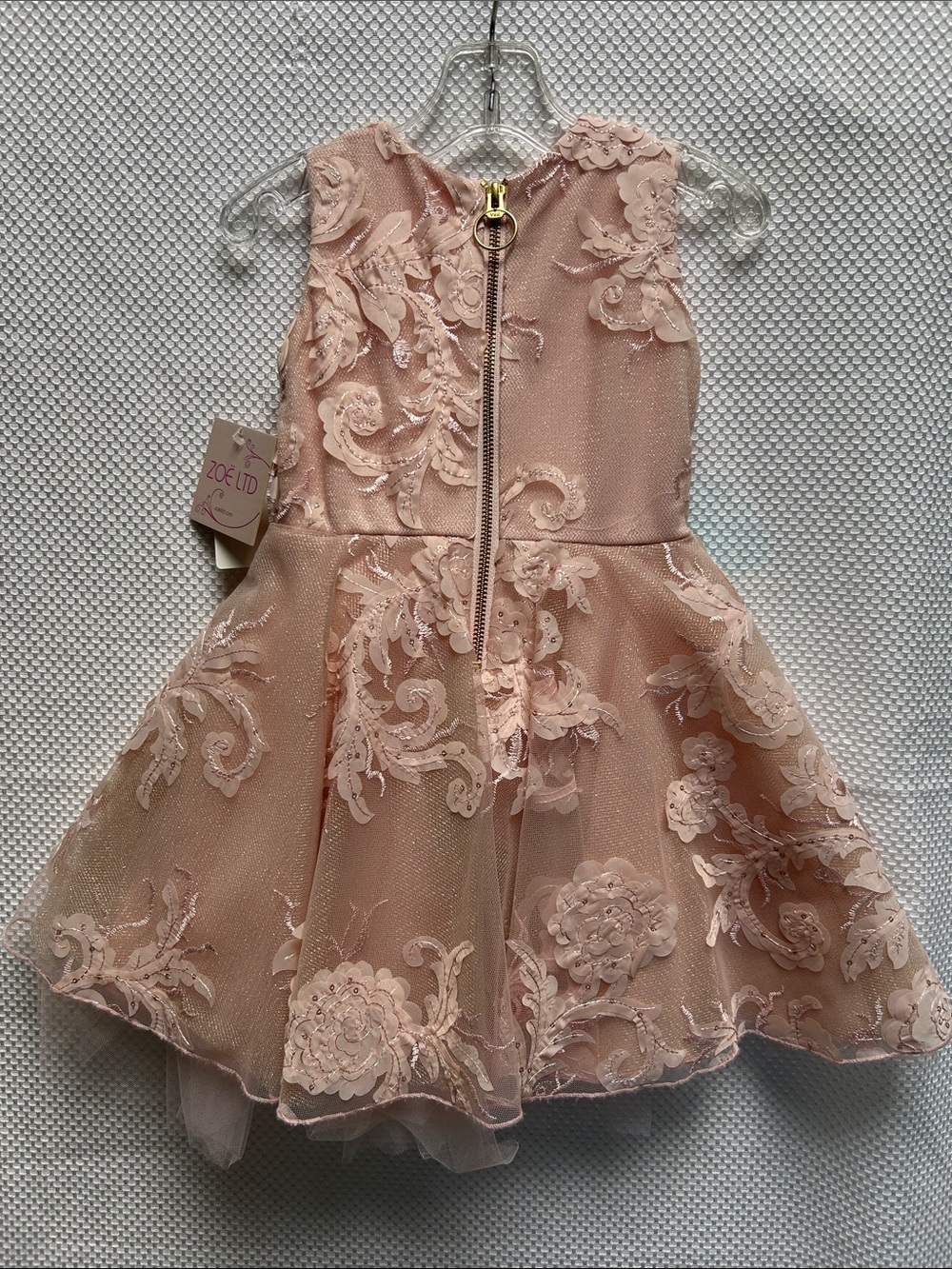 Zoe Ltd Stunning Blush Pale Pink Floral Lace Tulle Party Dress. Fully lined. NWT - Picture 5 of 6